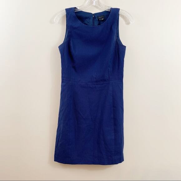 Theory Sleeveless Textured Sheath Navy Mini Dress - Picture 1 of 6